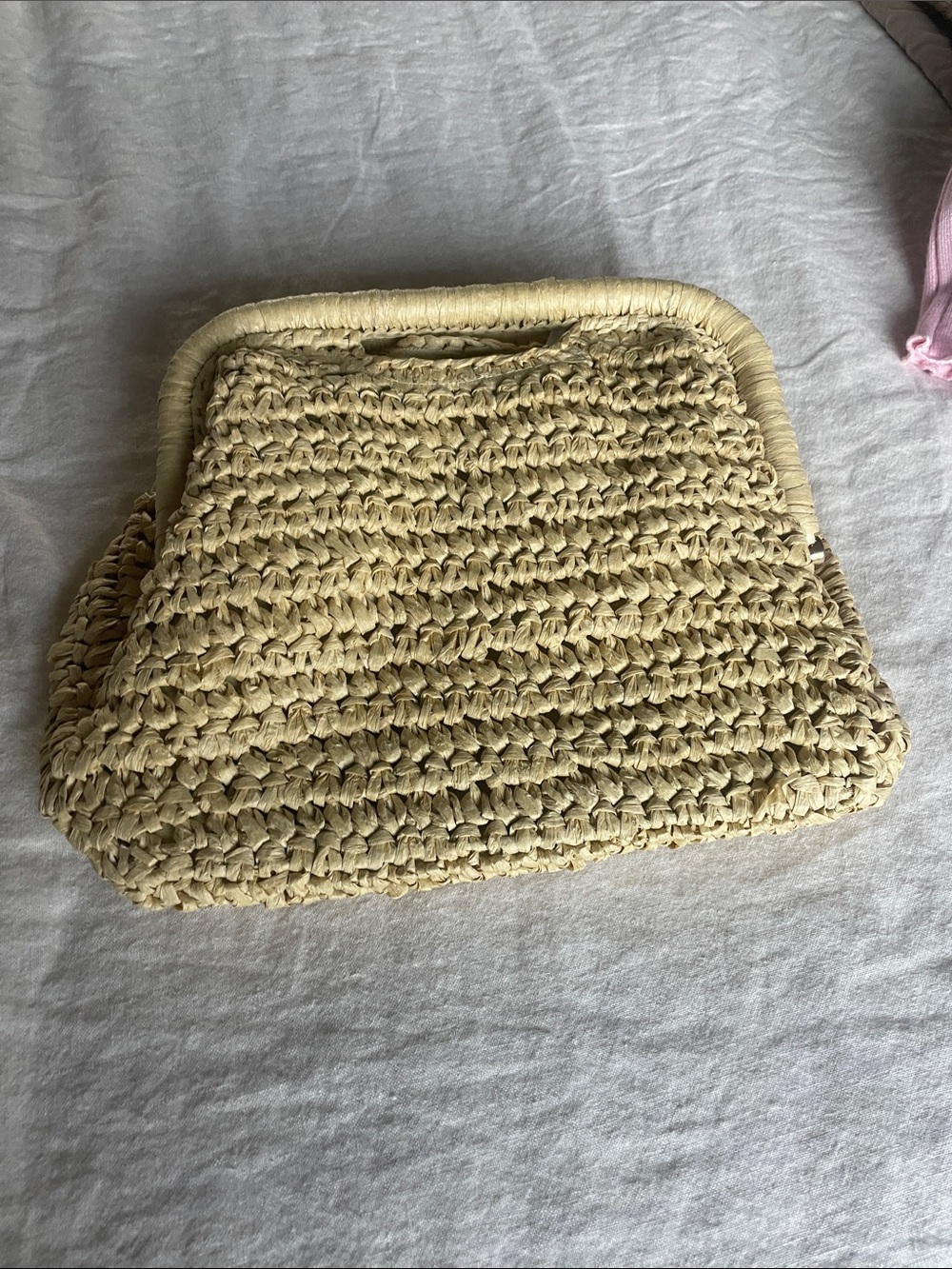 Abercrombie & Fitch Cream Woven Clutch - Picture 3 of 7